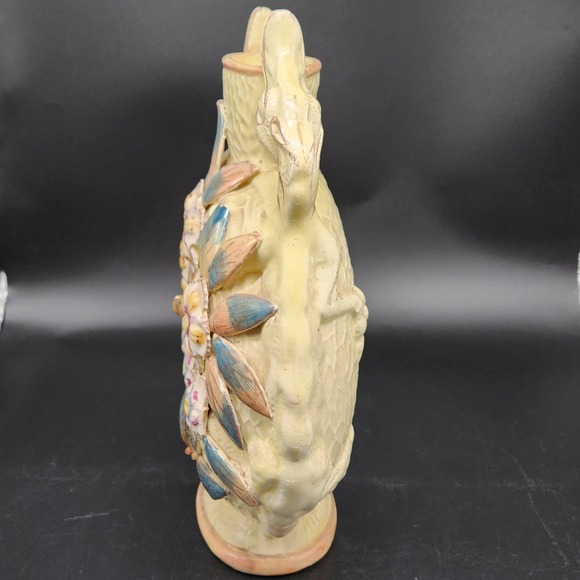 19th Century English Majolica Polychrome Moon Flask Pottery Vase READ - Picture 2 of 15